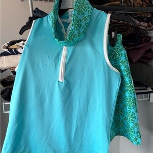 Sigrid Olsen Golf and Tennis Tank, Skort, & headband Set Sleeveless Aqua Top